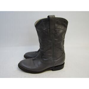 Cowtown Youth Size 4 D Gray Leather Roper Cowboy Western Boots